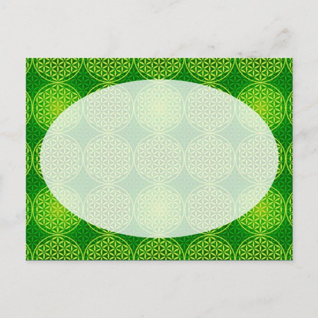 Flower of Life - stamp pattern - green Postcard (Front)