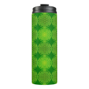 Flower of Life - stamp pattern - green Thermal Tumbler