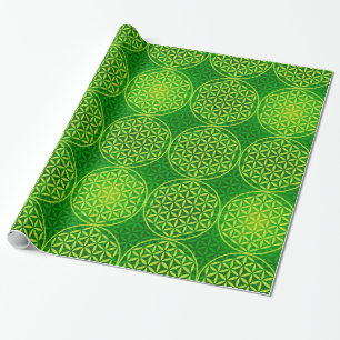 Flower of Life - stamp pattern - green Wrapping Paper