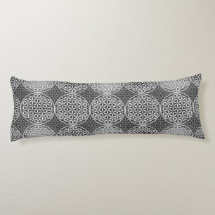 Flower of Life - stamp pattern - grey Body Cushion