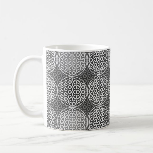 Flower of Life - stamp pattern - grey Coffee Mug (Left)