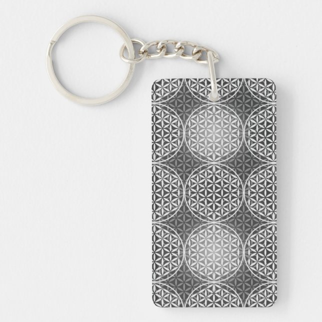 Flower of Life - stamp pattern - grey Key Ring (Front)