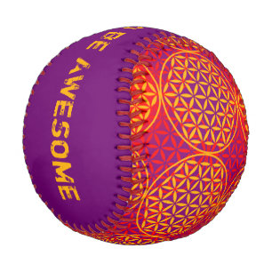 Flower of Life - stamp pattern - orange pink Baseball