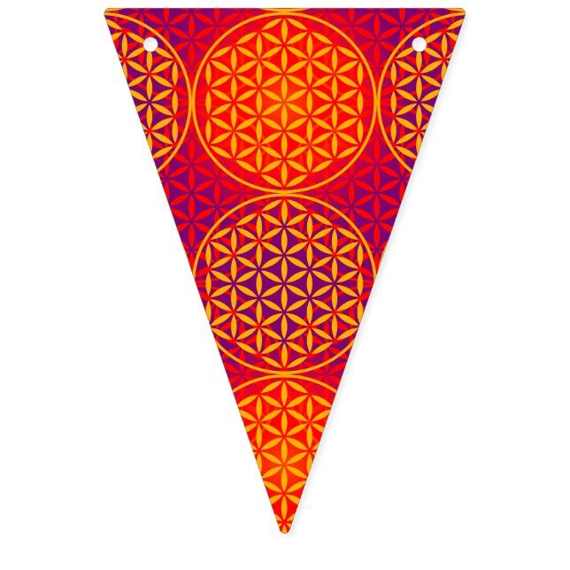 Flower of Life - stamp pattern - orange pink Bunting (First Flag)