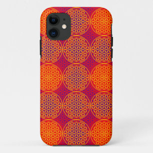 Flower of Life - stamp pattern - orange pink iPhone 11 Case