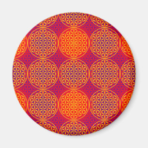 Flower of Life - stamp pattern - orange pink Magnet