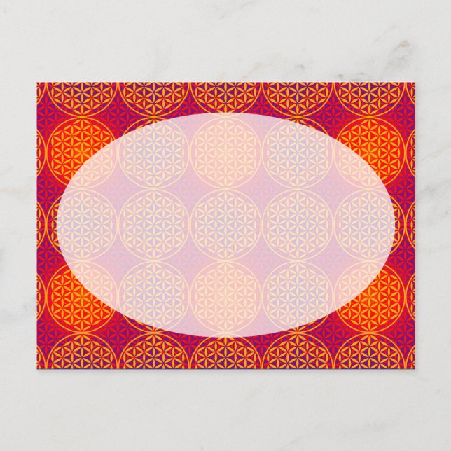 Flower of Life - stamp pattern - orange pink Postcard (Front)