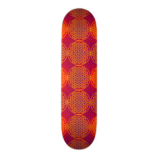 Flower of Life - stamp pattern - orange pink Skateboard