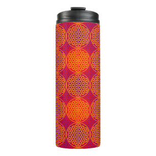 Flower of Life - stamp pattern - orange pink Thermal Tumbler