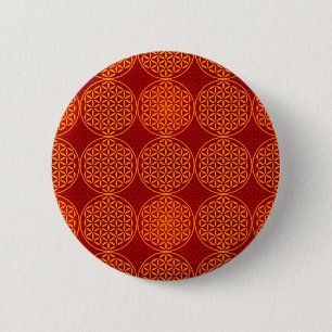 Flower of Life - stamp pattern - orange red 6 Cm Round Badge