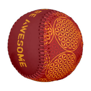 Flower of Life - stamp pattern - orange red Baseball
