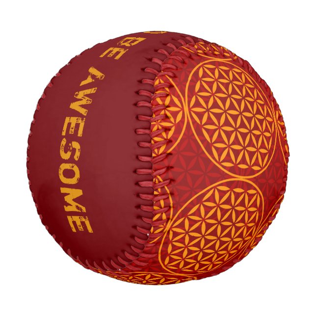Flower of Life - stamp pattern - orange red Baseball (Angled)