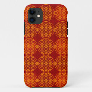 Flower of Life - stamp pattern - orange red iPhone 11 Case