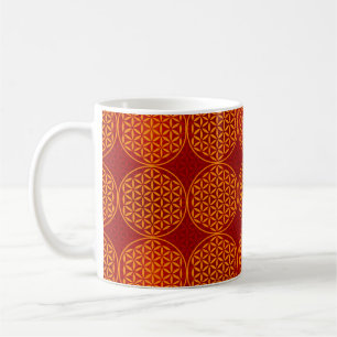 Flower of Life - stamp pattern - orange red Coffee Mug