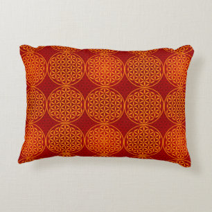 Flower of Life - stamp pattern - orange red Decorative Cushion