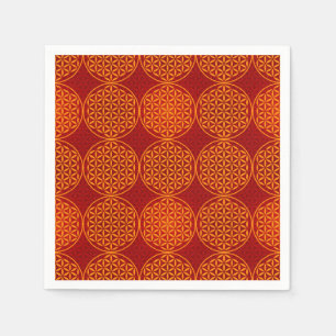 Flower of Life - stamp pattern - orange red Napkin