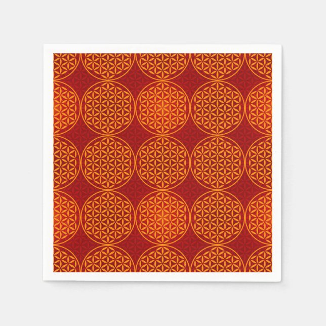 Flower of Life - stamp pattern - orange red Napkin (Front)