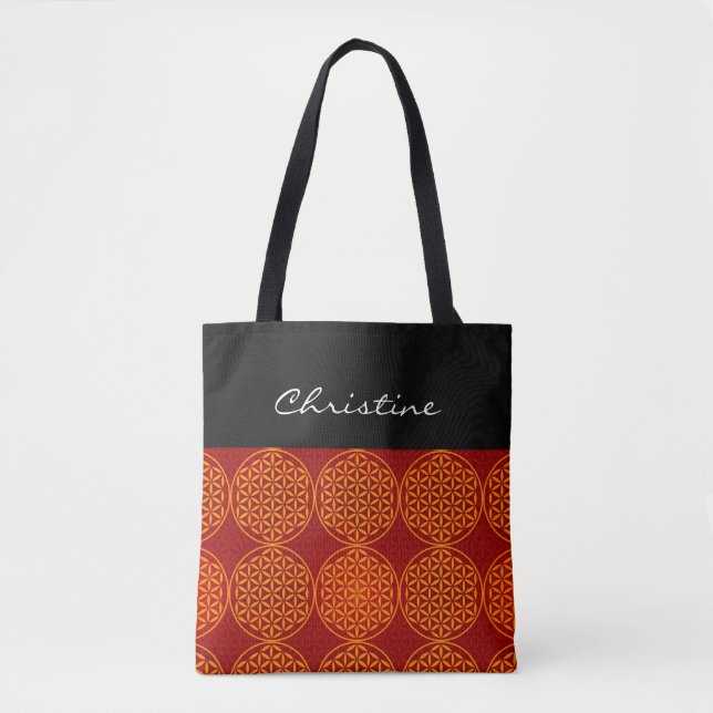 Flower of Life - stamp pattern - orange red Tote Bag (Front)