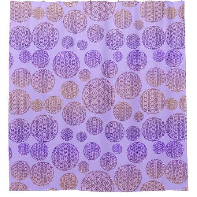 Flower of Life - stamp pattern - orange / violet Shower Curtain (Front)