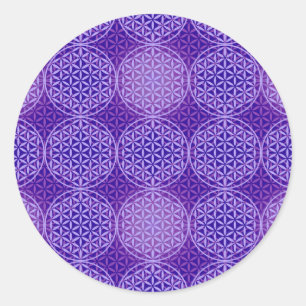 Flower of Life - stamp pattern - purple Classic Round Sticker