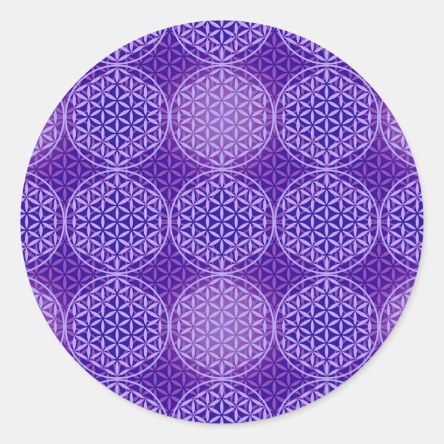 Flower of Life - stamp pattern - purple Classic Round Sticker (Front)