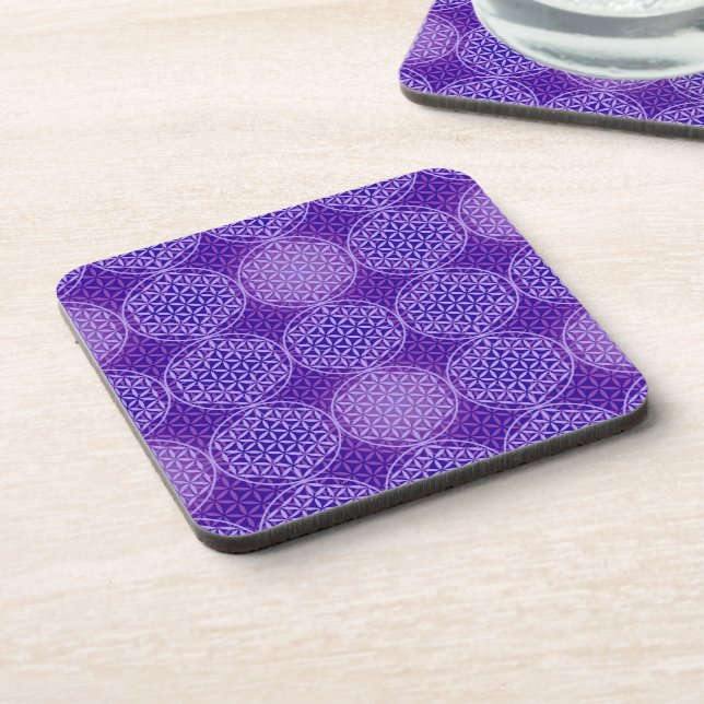 Flower of Life - stamp pattern - purple Coaster (Left Side)