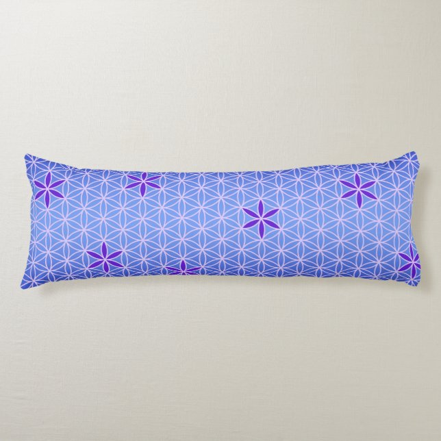 Flower Of Life - stamp seamless pattern - blue Body Cushion (Front)