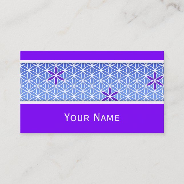 Flower Of Life - stamp seamless pattern - blue Business Card (Front)