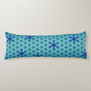 Flower Of Life - stamp seamless pattern - cyan Body Cushion
