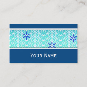 Flower Of Life - stamp seamless pattern - cyan Business Card