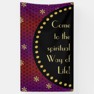 Flower Of Life - stamp seamless pattern - red gold Banner