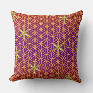 Flower Of Life - stamp seamless pattern - red gold Cushion