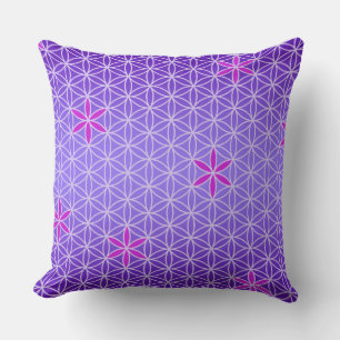Flower Of Life - stamp seamless pattern - violet Cushion