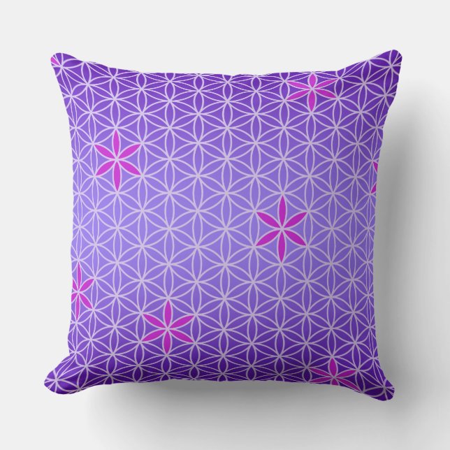 Flower Of Life - stamp seamless pattern - violet Cushion (Front)