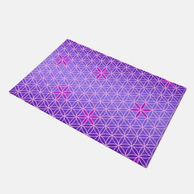 Flower Of Life - stamp seamless pattern - violet Doormat (Angled)