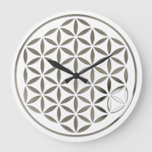 FLOWER OF LIFE - stamp - silver / Blume des Lebens Large Clock