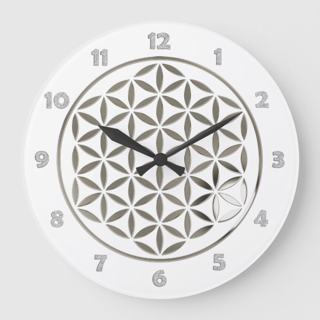 FLOWER OF LIFE  stamp  silver + clock face numbers (Front)