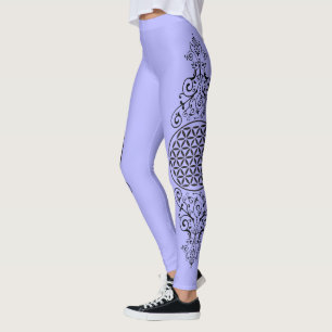 Flower Of Life - stamp vintage ornaments black 1 Leggings