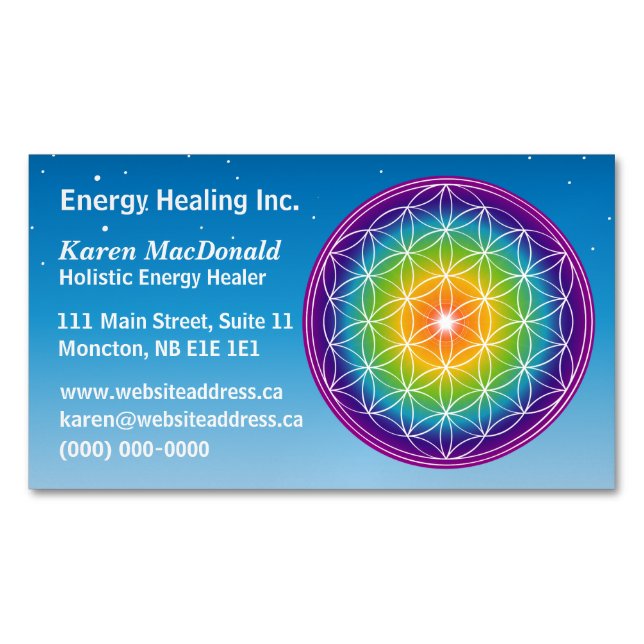 Flower of Life Starry Sky Magnetic Business Card (Front)
