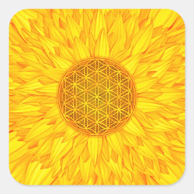 Flower of Life -Sunflower #3 Square Sticker (Front)