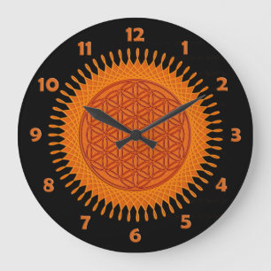 Flower Of Life - sunny orange - clock face