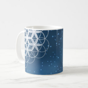 Flower of life Universe blue sparkle star Coffee Mug