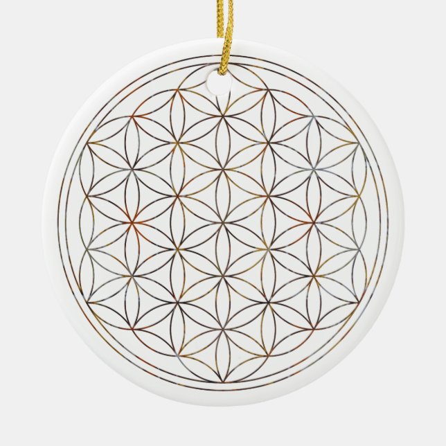 Flower Of Life (V-Elements) Ceramic Tree Decoration (Front)