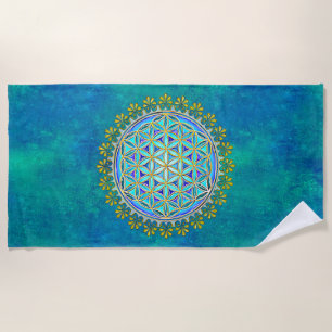 Flower Of Life - Vintage Blossom Ornaments 1 Beach Towel