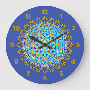 Flower Of Life - Vintage Blossom Ornaments 1 Large Clock