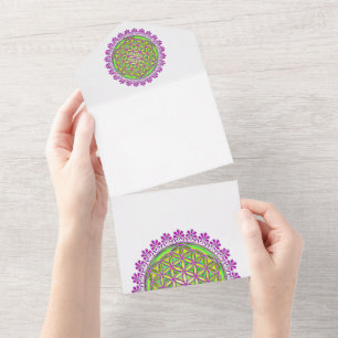 Flower Of Life - Vintage Blossom Ornaments 2 All In One Invitation