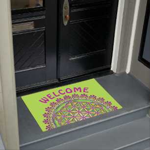 Flower Of Life - Vintage Blossom Ornaments 2 Doormat