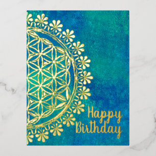 Flower Of Life - Vintage Blossom Ornaments 2 Foil Holiday Postcard