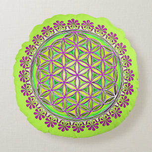 Flower Of Life - Vintage Blossom Ornaments 2 Round Cushion