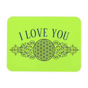 Flower Of Life - Vintage Ornaments blue gold Magnet